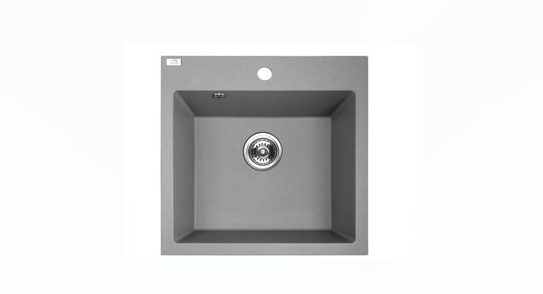 Laveo virtuves izlietne Alena 49x49x21.5cm ar sifonu, pelēka